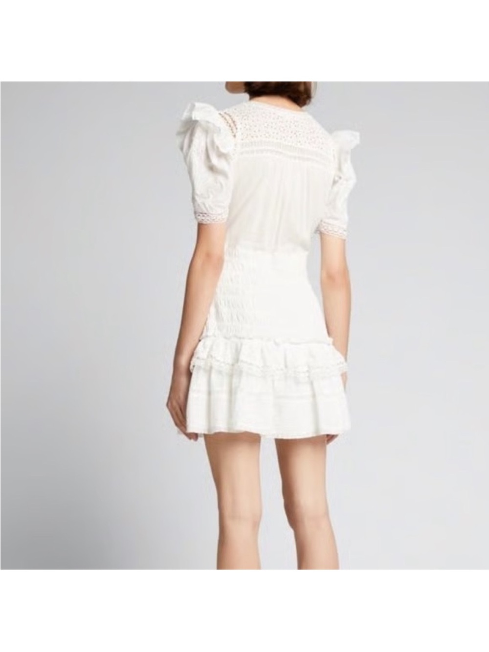 Loveshackfancy Rena Embroidered Mini Dress Antique White Size P - Picture 3 of 15
